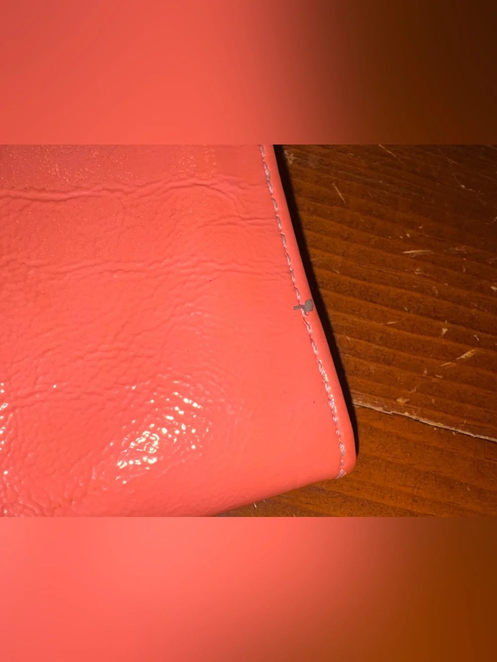Coach Coral Patent Leather Wristlet Wallet Zip Around Clutch Organizer EUC